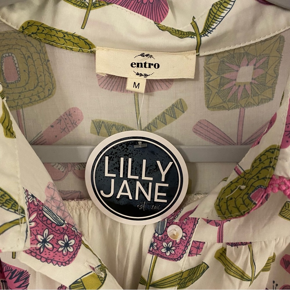 Entro Pink and Green Patterned Dress - Picture 2 of 10